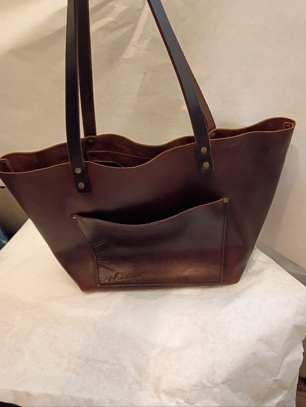 Portland Leather Tote Bag,Classic Brown Leather Tote Bag - Casual Everyday Carry